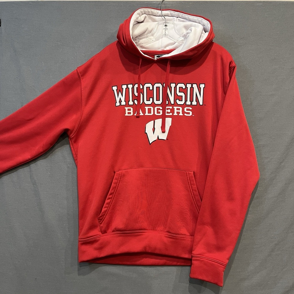 Stadium Athletics Hoodie Men L Red Wisconsin Badgers Pullover Sweatshirt